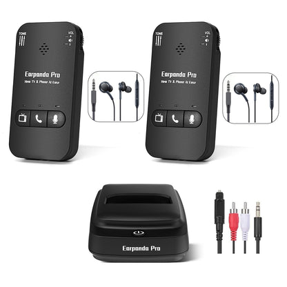 Earpanda Pro 2 Dual Wireless Headphones for TV Watching TV Headphones Wireless for Seniors Set of 2 Support Cell Phone Calls - Loud TV Volume Control No Audio Delay 100ft Long Range